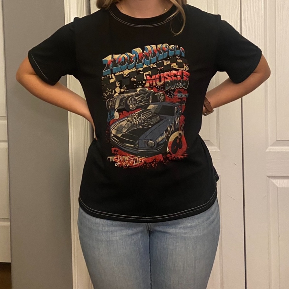 Black Hot wheel graphic tee